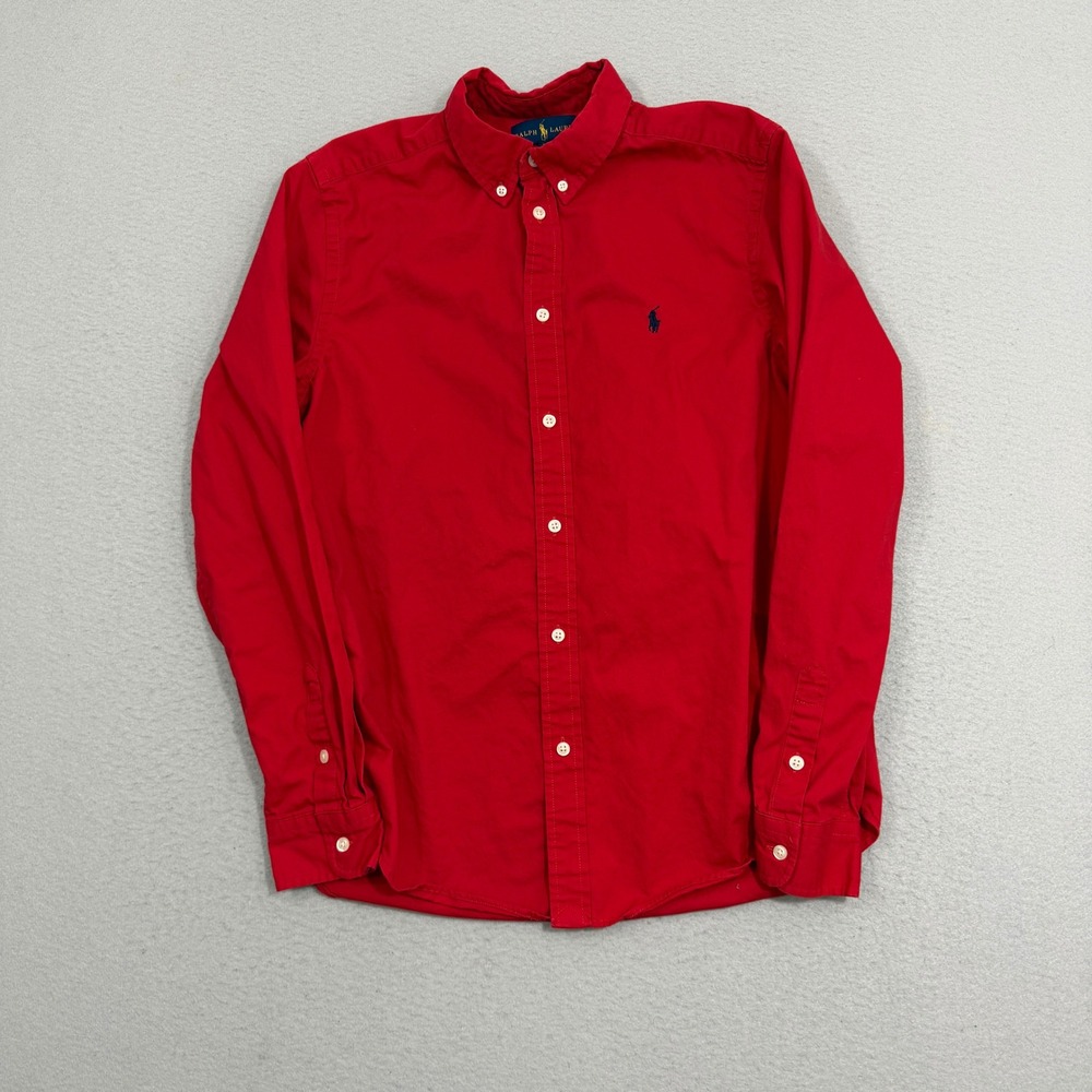 Polo Ralph Lauren Button Down Shirt Boys XL Red Long Sleeve Oxford Cotton